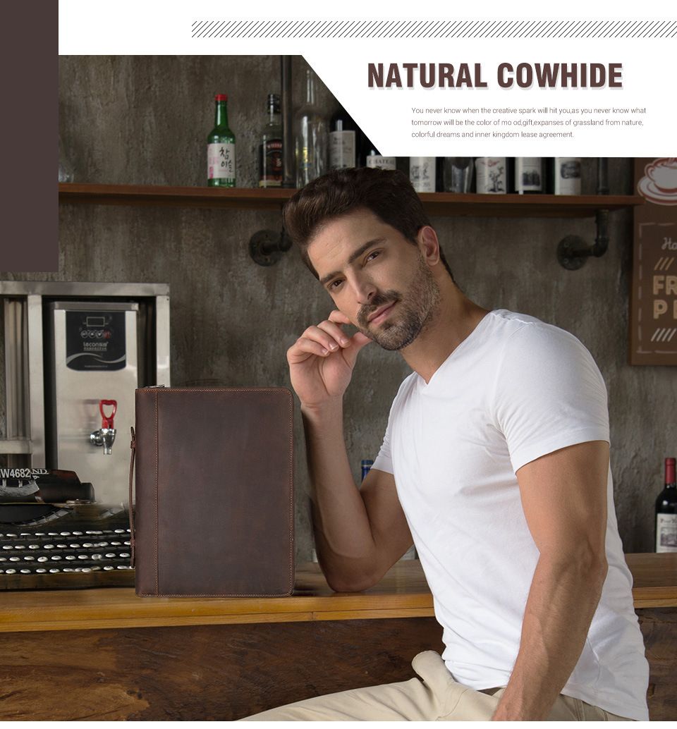 Cặp Da Bò Thật Cầm Tay Đa Năng RETRO, Phong Cách Doanh Nhân CLH212