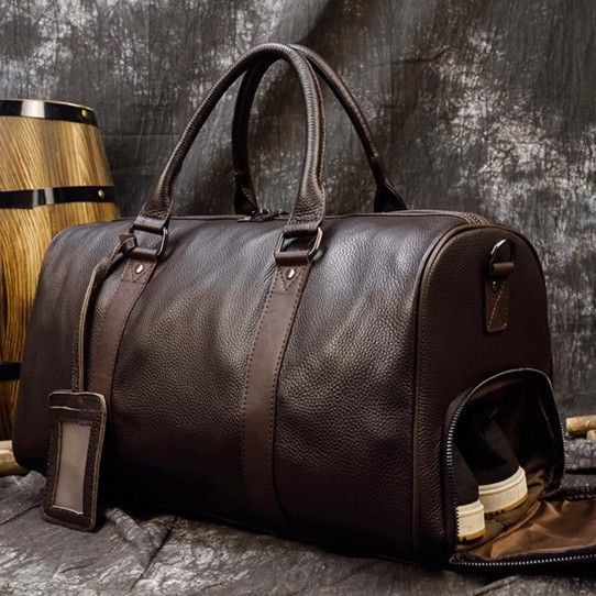 Túi Du Lịch Đa Năng Da Bò Thật Nhập Khẩu Có Ngăn Chứa Giầy TBL192