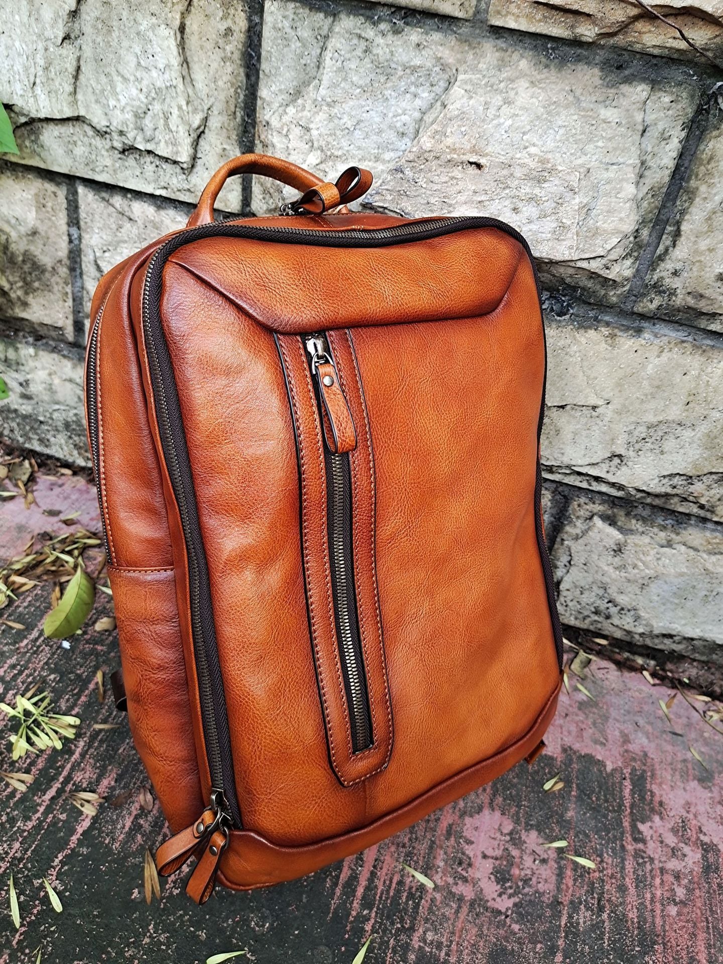 Balo Da Bò VEG Patina Nhập Khẩu RETRO Chứa Laptop Đa Chức Năng BPL172