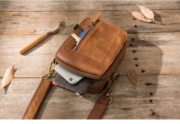 Túi da bò thật Berry & Ken RETRO mini nhỏ gọn Classic edition SBM103