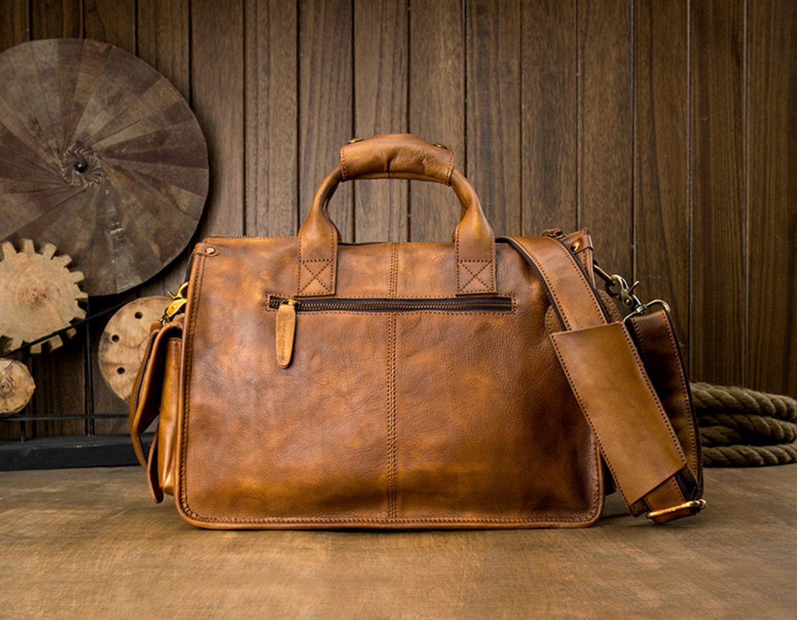 Túi Xách Da Bò VEG Patina Italy Cao Cấp Xách Tay Đựng Laptop & Hồ Sơ SBM373