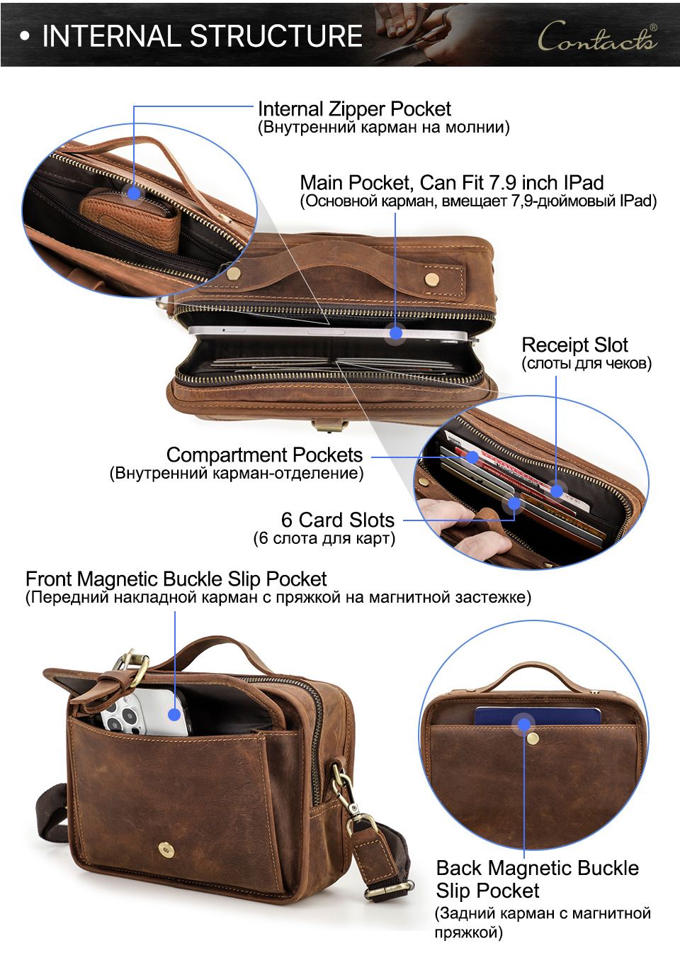 Túi Đeo Chéo Da Bò Sáp Đựng iPad RETRO SBM365