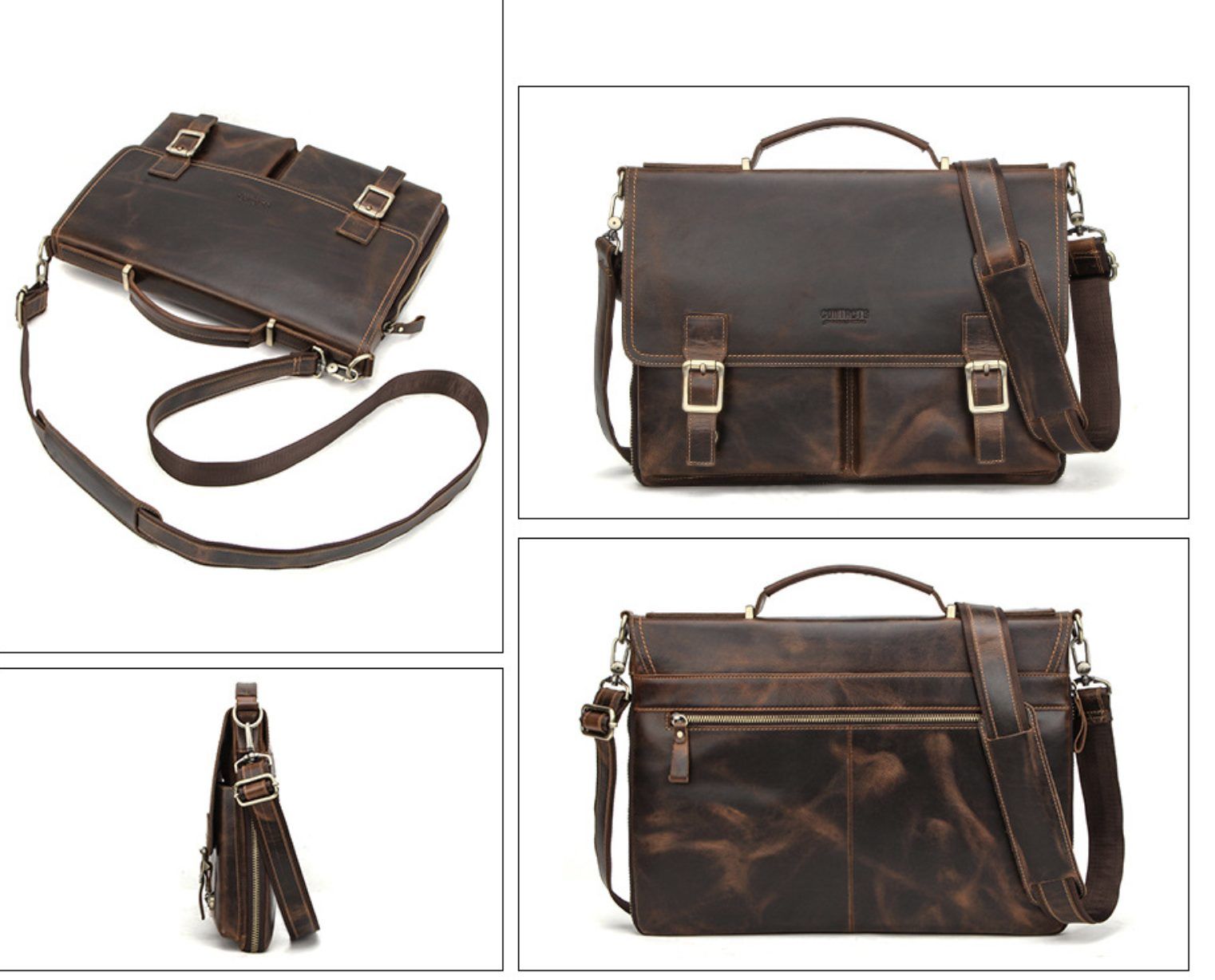 Cặp Doanh Nhân Công Sở Da Bò Sáp Nhập Khẩu Đeo Chéo Đựng Laptop VINTAGE SBM288