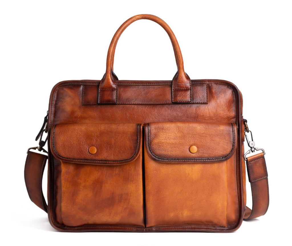 Cặp Da Bò Công Sở Da VEG Patina Ý Cao Cấp Xách Tay Đựng Laptop Bussiness Men TUDA SBM253