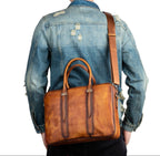 Cặp Da Bò Công Sở Da VEG Patina Ý Cao Cấp Xách Tay Đựng Laptop Bussiness Men SBM258