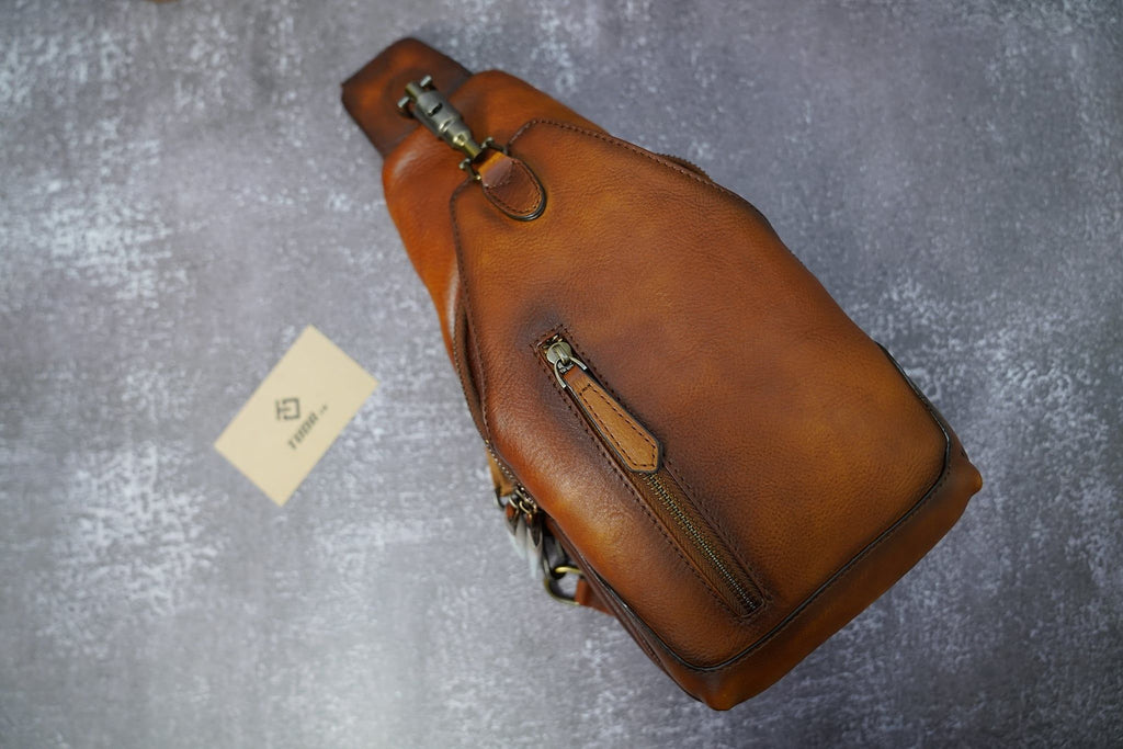 Túi Da Bò VEG Patina Ý Cao Cấp Đeo Chéo Trước Ngực VINTAGE SBM245