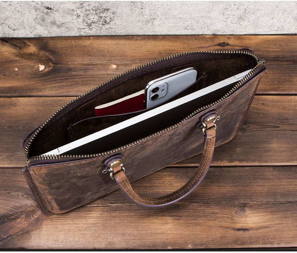 Cặp Da Doanh Nhân Da Bò Sáp Nhập Khẩu Xách Tay Đựng Laptop & Hồ Sơ Classic Edition SBM232