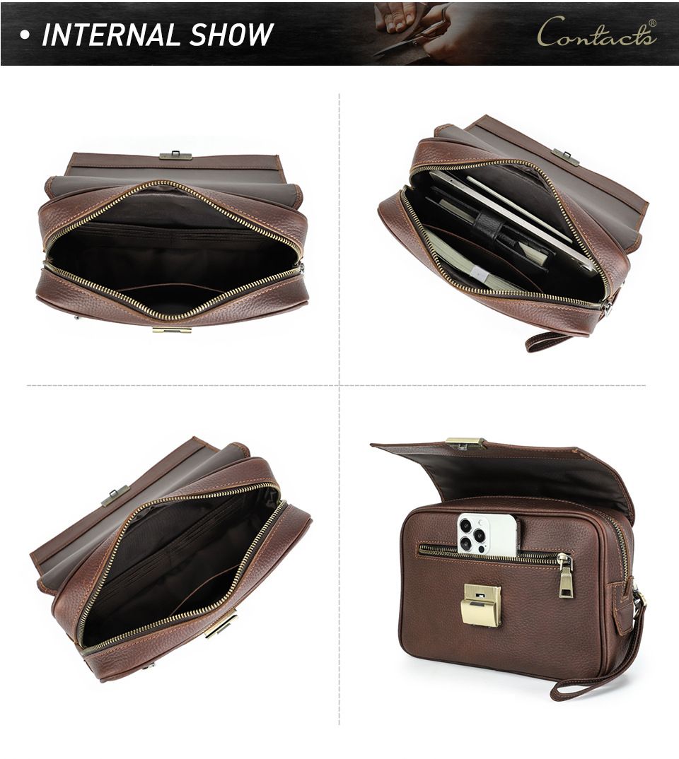 Ví Cầm Tay CLUTCH Khóa Số Da Bò Cao Cấp CONTACTS CLH371