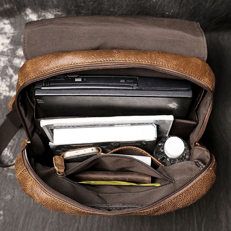 Balo Du Lịch Da Bò Thật RETRO Chứa Laptop Đa Chức Năng BPL311