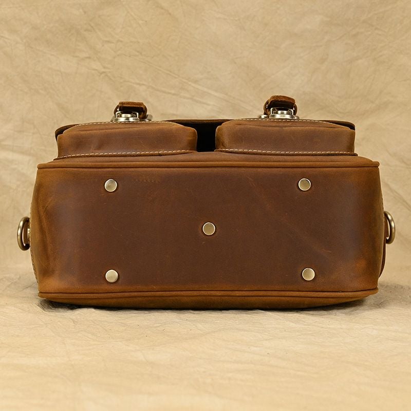 Túi Hộp Da Bò Sáp Italy đựng máy ảnh Đeo Chéo & Xách Tay Cổ Điển SBM353