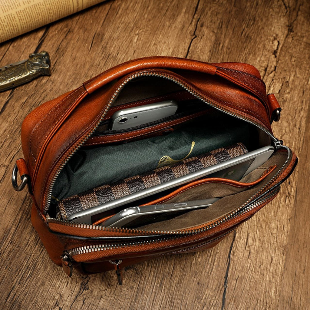 Túi Đeo Chéo Da Bò VEG Patina Ý Đeo Chéo & Xách Tay Đựng iPad Classic SBM261