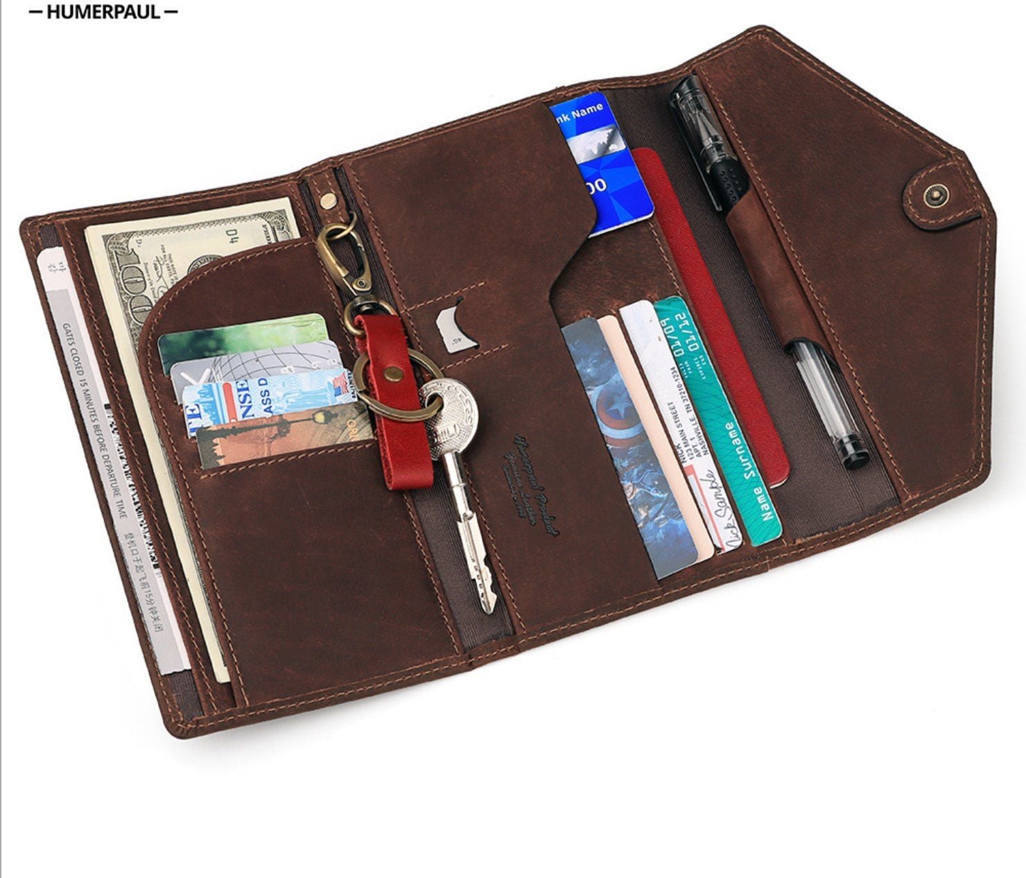 Ví Cầm Tay Da Bò Sáp Nhập Khẩu HUMERPAUL VINTAGE W236