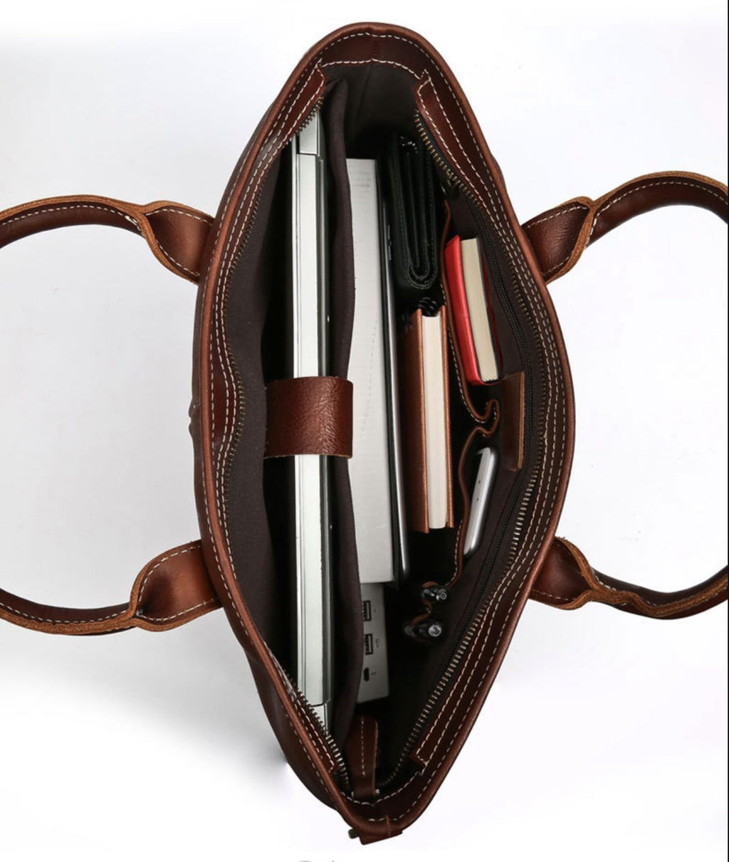 Cặp Xách Tay Da Bò VEG Nhập Khẩu Đựng Laptop RETRO TUDA SBM185