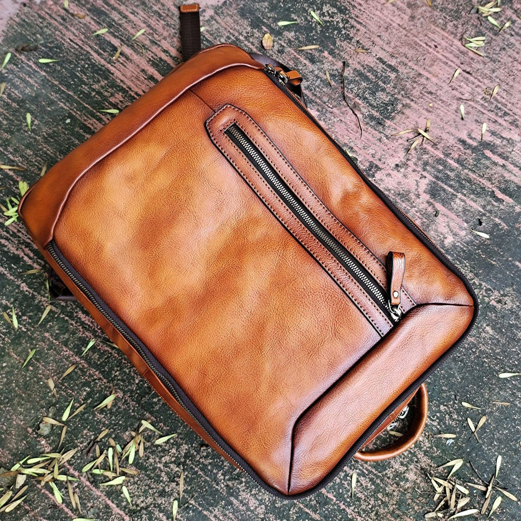 Balo Da Bò VEG Patina Nhập Khẩu RETRO Chứa Laptop Đa Chức Năng BPL172