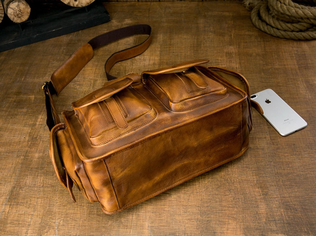 Túi Xách Da Bò VEG Patina Italy Cao Cấp Xách Tay Đựng Laptop & Hồ Sơ SBM373