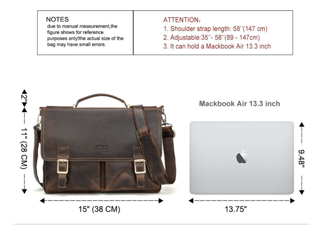 Cặp Doanh Nhân Công Sở Da Bò Sáp Nhập Khẩu Đeo Chéo Đựng Laptop VINTAGE SBM288