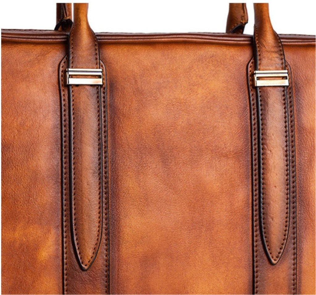 Cặp Da Bò Công Sở Da VEG Patina Ý Cao Cấp Xách Tay Đựng Laptop Bussiness Men SBM258