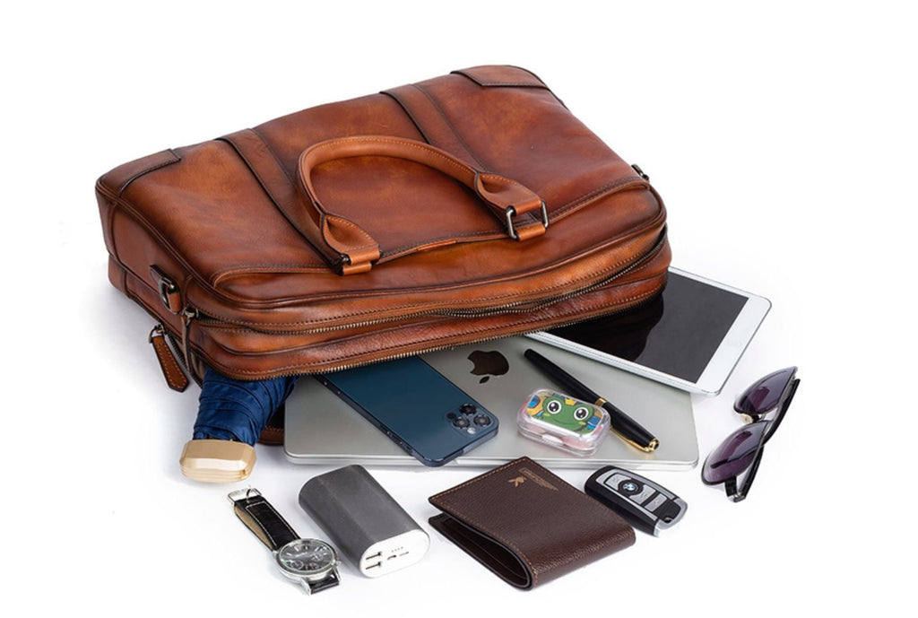 Cặp Da Bò VEG Italy Cao Cấp Xách Tay Đựng Laptop & Hồ Sơ Bussiness Men SBM244