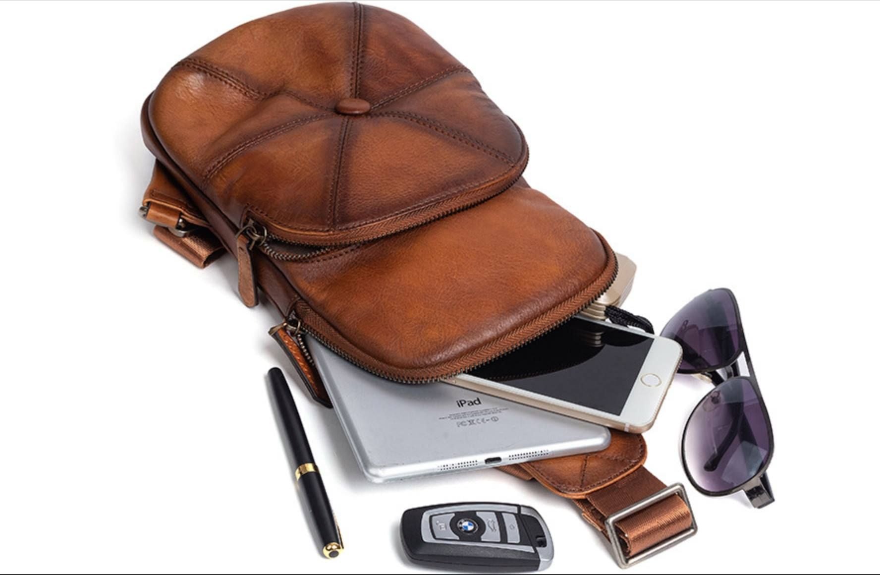 Túi Da Bò VEG Italy Cao Cấp Đeo Chéo Trước Ngực VINTAGE SBM246