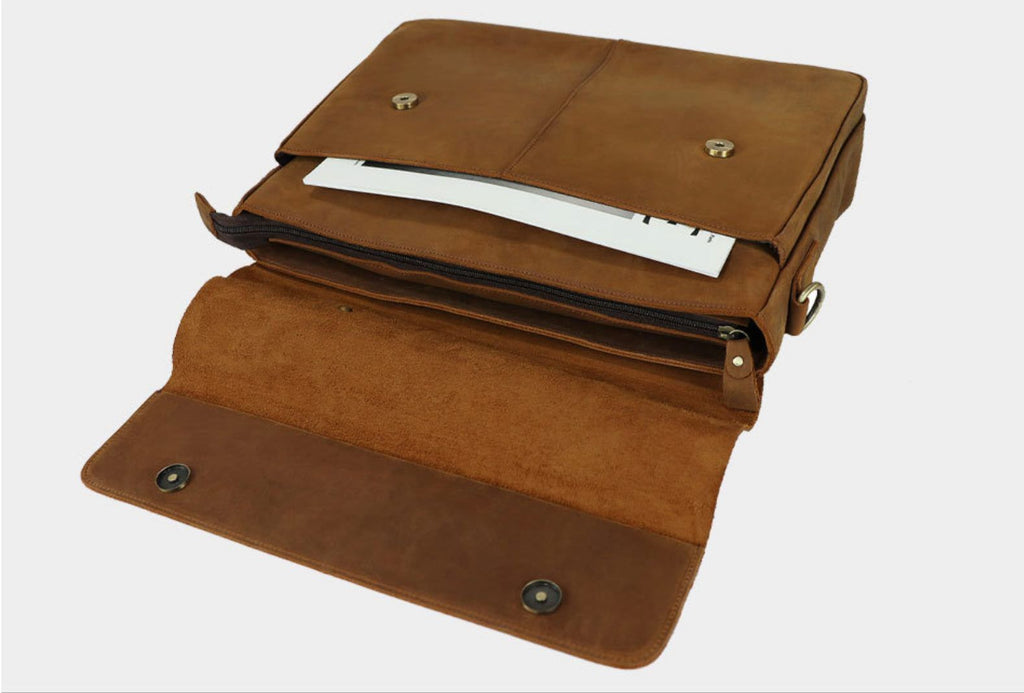 Cặp Xách Tay Da Bò Thật Đựng Laptop Bussiness Men SBM241