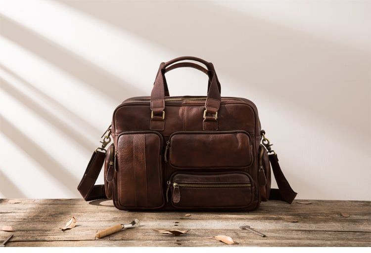 Cặp Da Bò Thật Đựng Laptop Phong Cách Cổ Điển SBM238