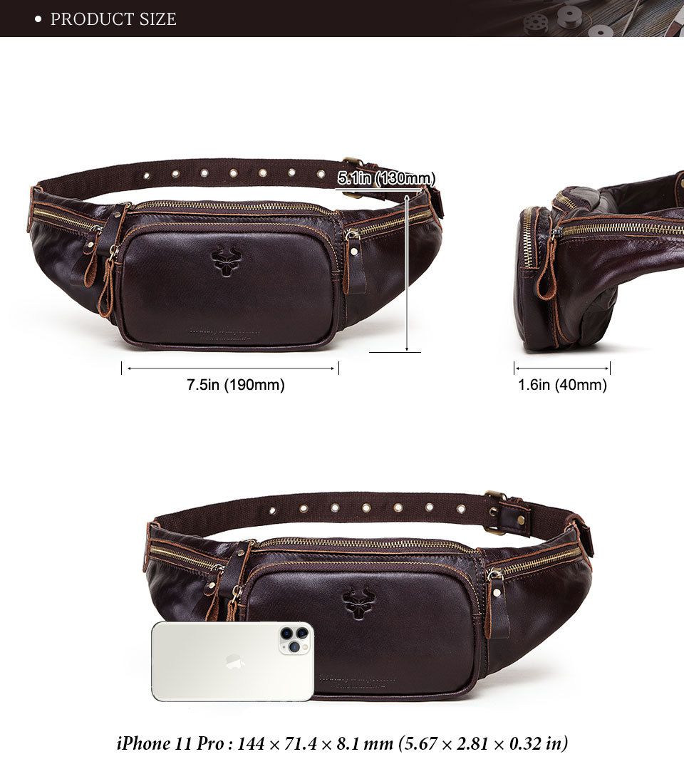 Túi Da Bò Thật Mini Đeo Chéo Ngực Và Thắt Lưng SBM213