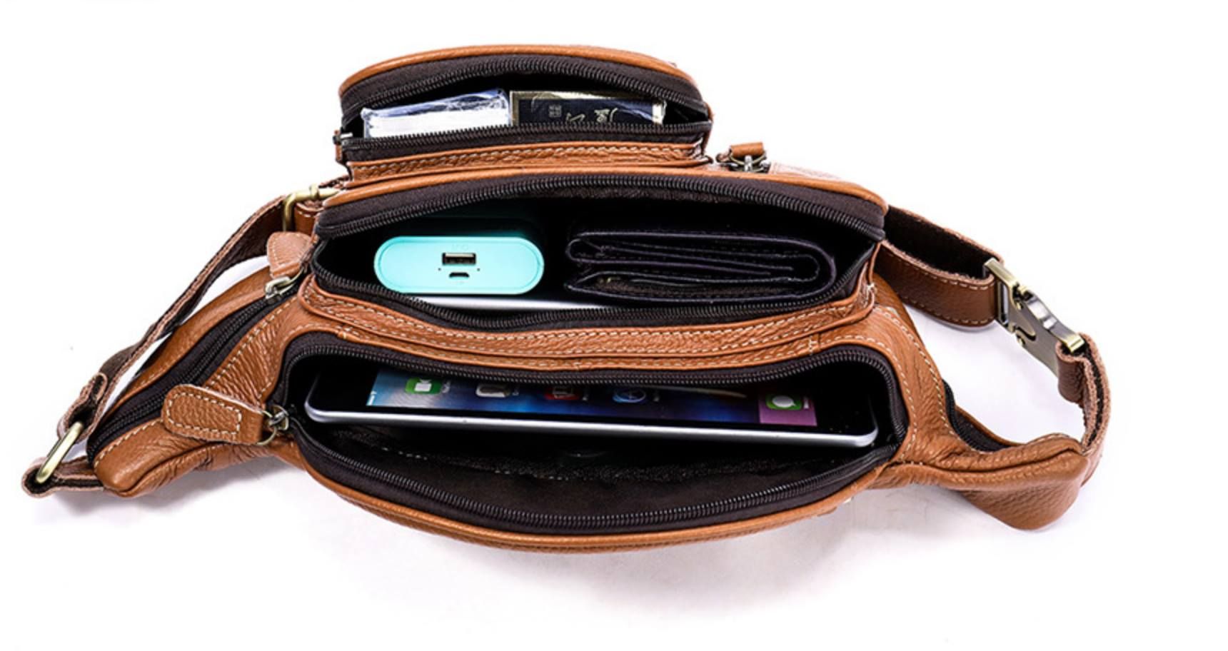 Túi Bao Tử Da Bò Thật RETRO Đeo Chéo Ngực Và Thắt Lưng SBM208