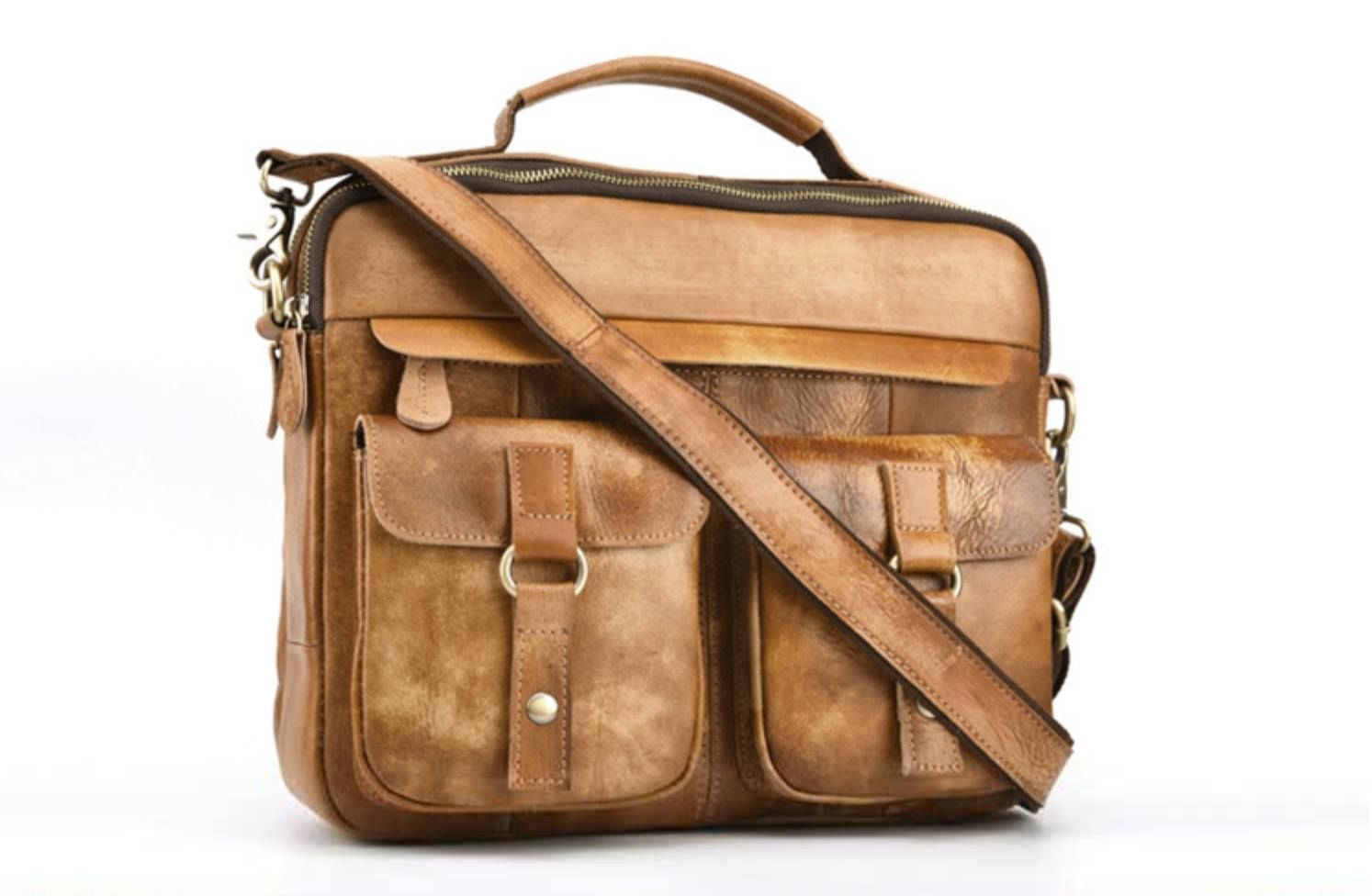 Cặp Da Bò VEG Italy Nhập Khẩu Đựng Laptop Phong Cách Cổ Điển SBM196