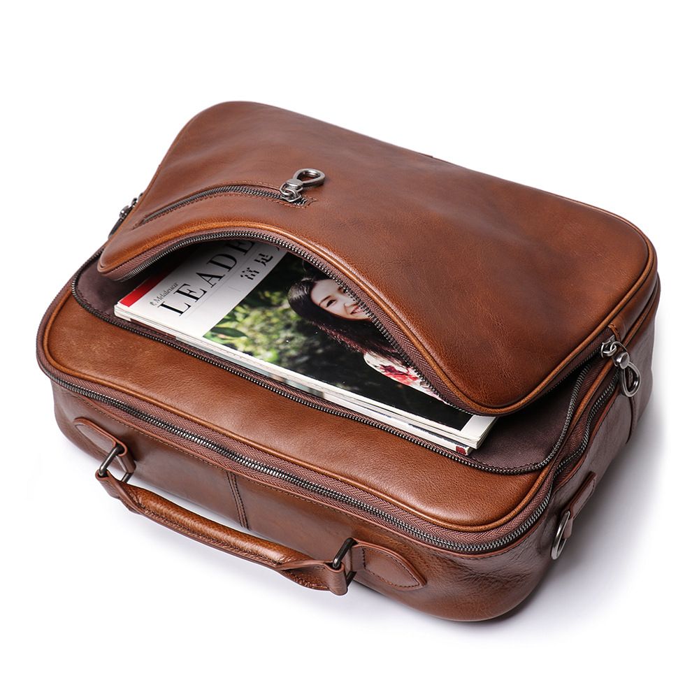 Túi Da Bò VEG Nhập Khẩu Đeo Chéo & Xách Tay Đựng Laptop Classic SBM193