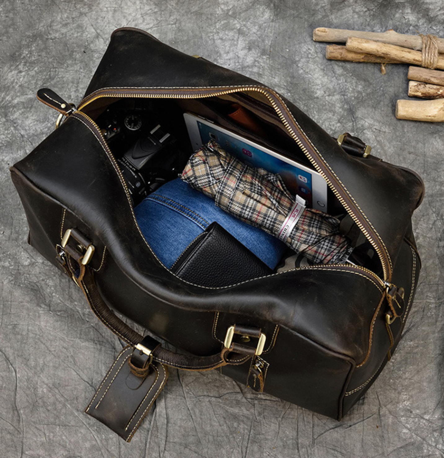 Túi Du Lịch Da Bò Sáp Italy Nhập Khẩu Cao Cấp TBL349