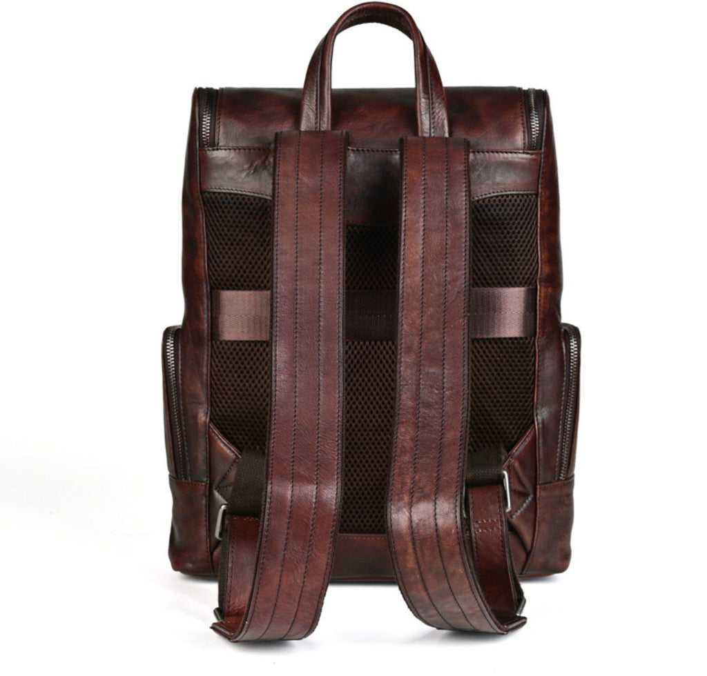 Balo Du Lịch Da Bò VEG Patina Ý Chứa Laptop Đa Chức Năng BPL315