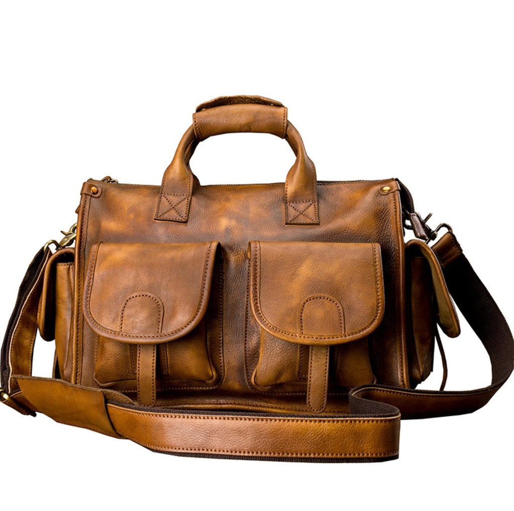 Túi Xách Da Bò VEG Patina Italy Cao Cấp Xách Tay Đựng Laptop & Hồ Sơ SBM373