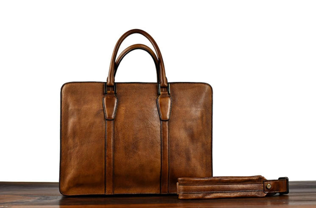 Cặp Da Bò VEG Patina Italy Cao Cấp Xách Tay Đựng Laptop & Hồ Sơ Bussiness Men SBM282