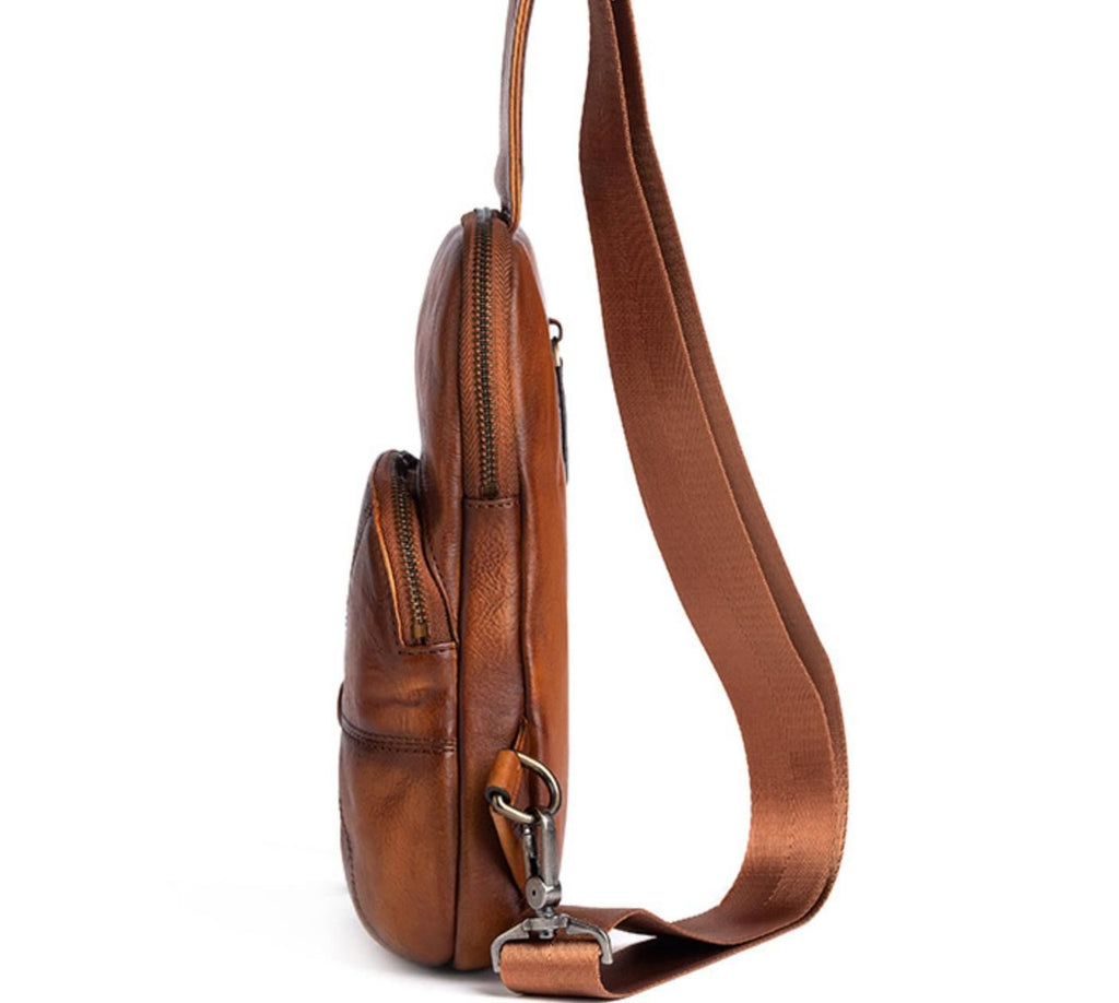 Túi Da Bò VEG Italy Cao Cấp Đeo Chéo Trước Ngực VINTAGE SBM246