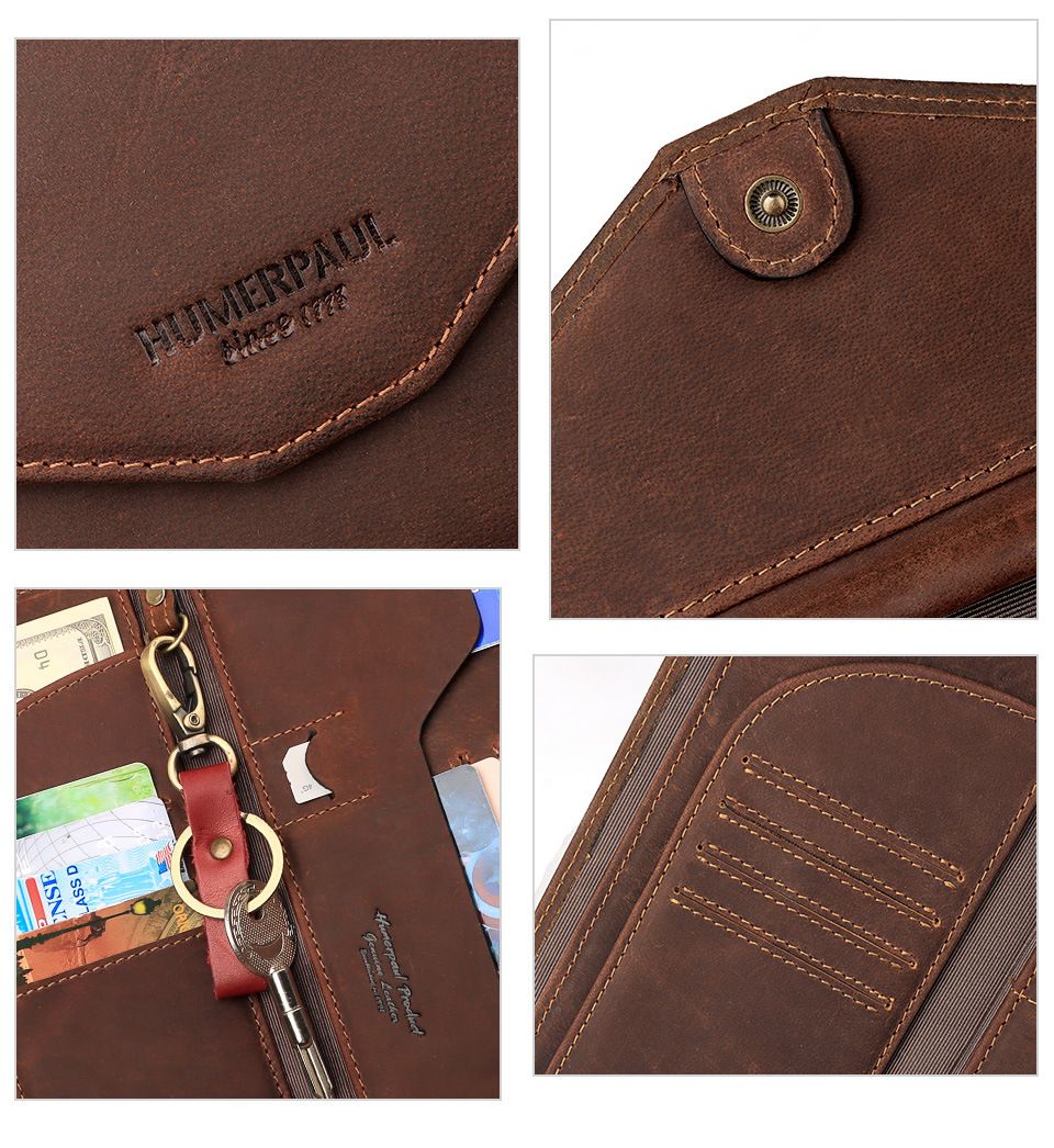 Ví Cầm Tay Da Bò Sáp Nhập Khẩu HUMERPAUL VINTAGE W236