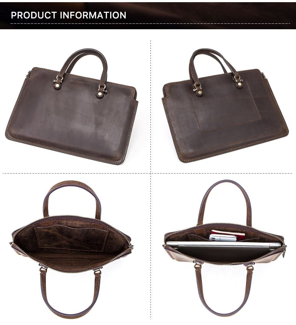 Cặp Da Doanh Nhân Da Bò Sáp Nhập Khẩu Xách Tay Đựng Laptop & Hồ Sơ Classic Edition SBM232