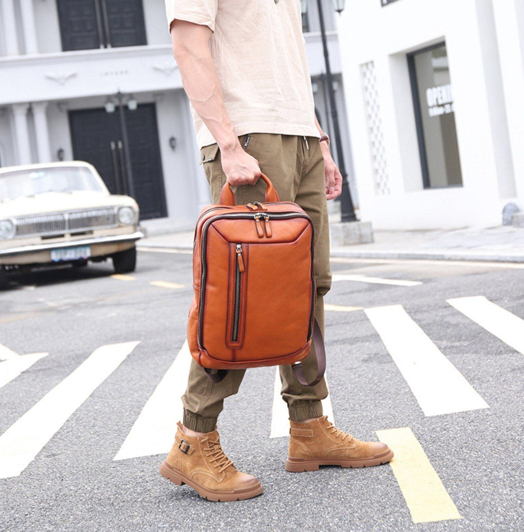 Balo Da Bò VEG Patina Nhập Khẩu RETRO Chứa Laptop Đa Chức Năng BPL172