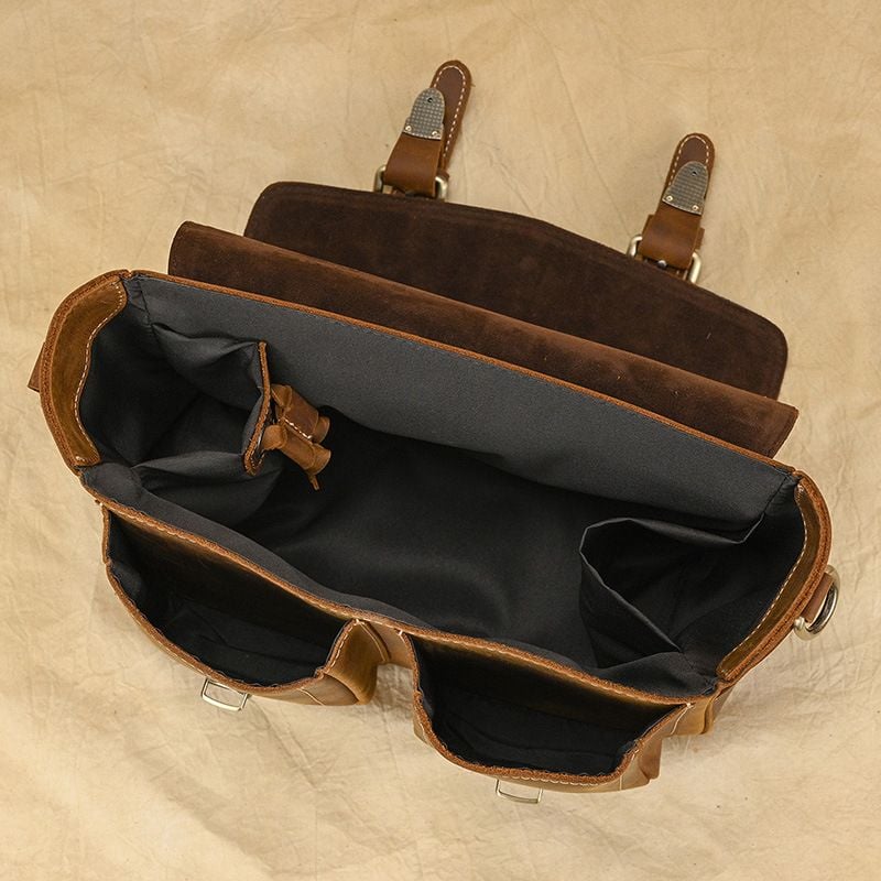 Túi Hộp Da Bò Sáp Italy đựng máy ảnh Đeo Chéo & Xách Tay Cổ Điển SBM353