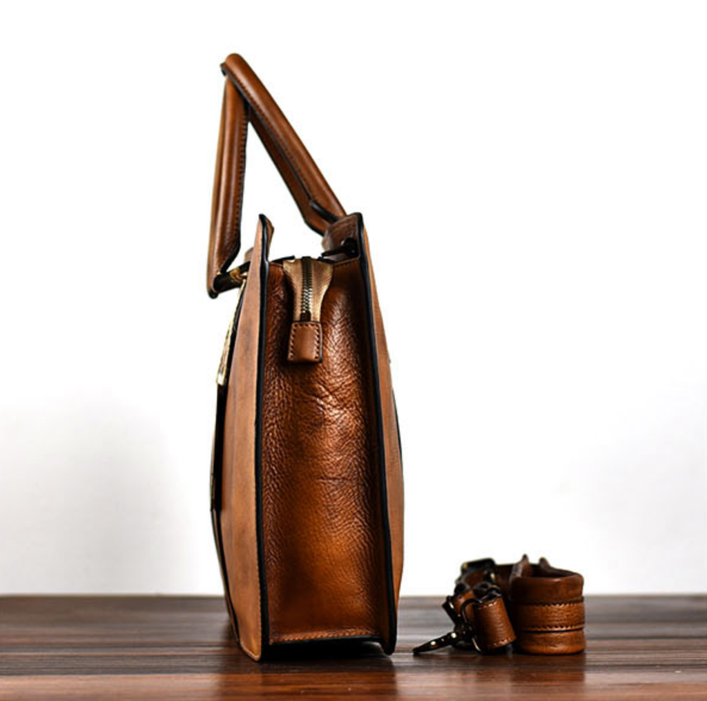 Cặp Da Bò VEG Patina Italy Cao Cấp Xách Tay Đựng Laptop & Hồ Sơ Bussiness Men SBM282