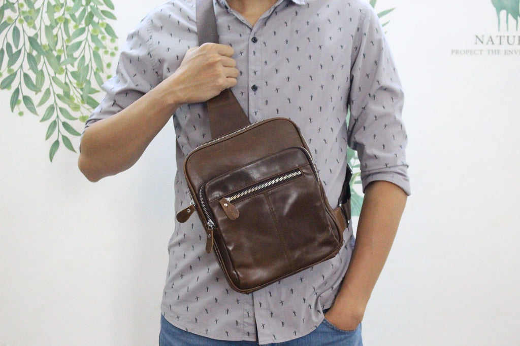 Túi Đeo Chéo Trước Ngực Da Bò Thật Nhập Khẩu Đựng iPad SBM267