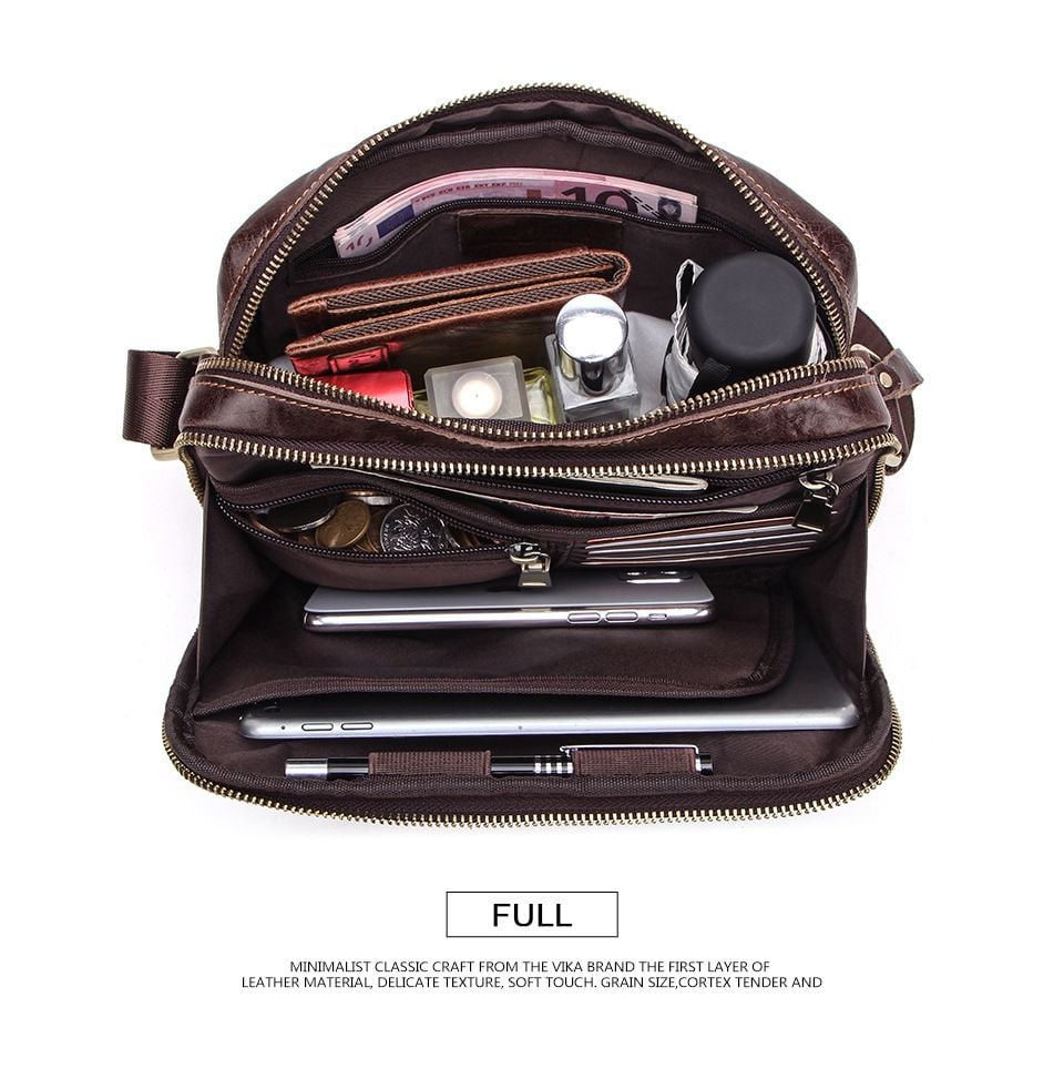 Túi Messenger Da Bò PULL UP Nhập Khẩu Đeo Chéo Đựng iPad - Classic SBM233