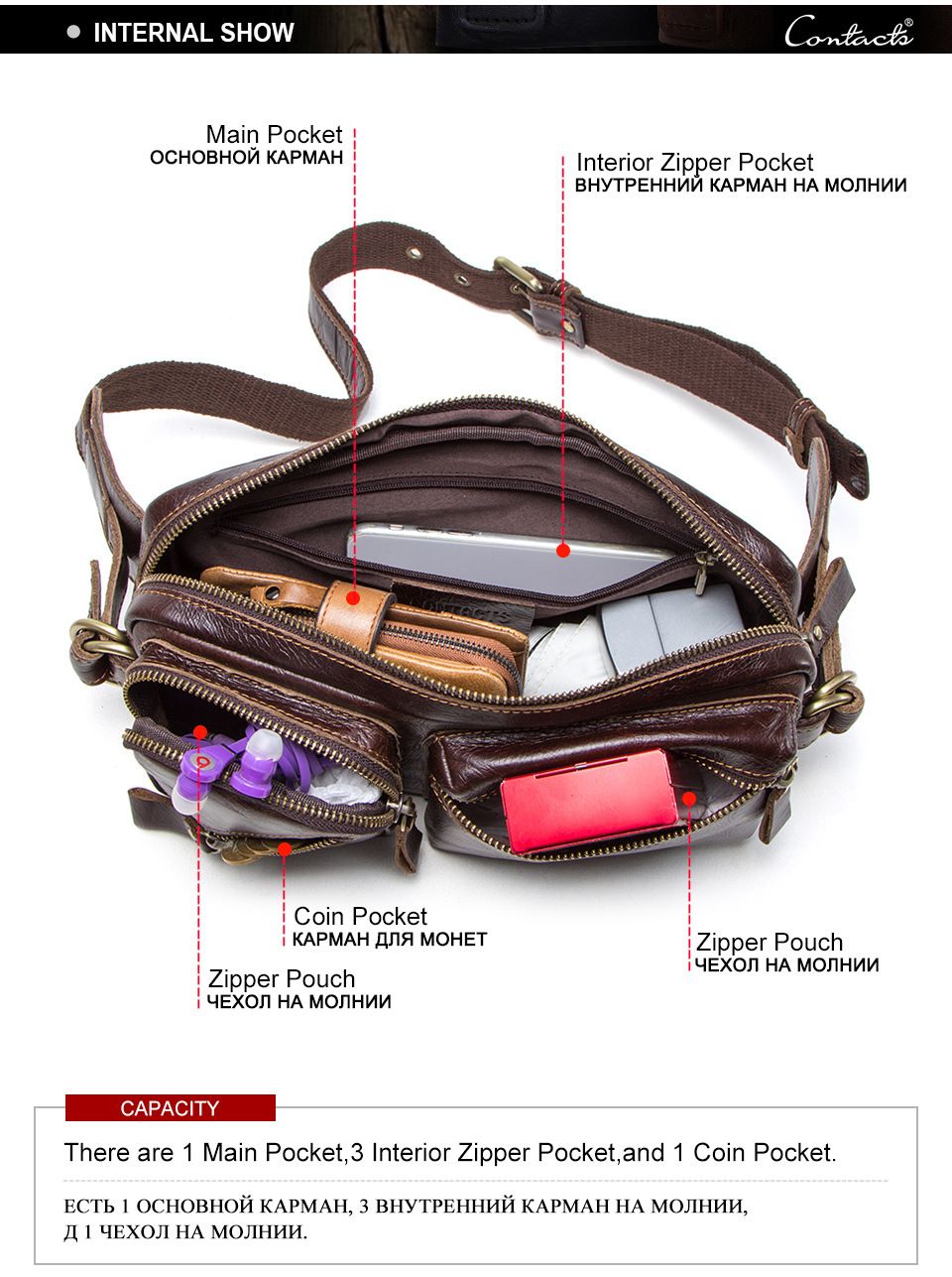 Túi Da Bò Nhập Khẩu Đeo Chéo Ngực Và Thắt Lưng SBM222