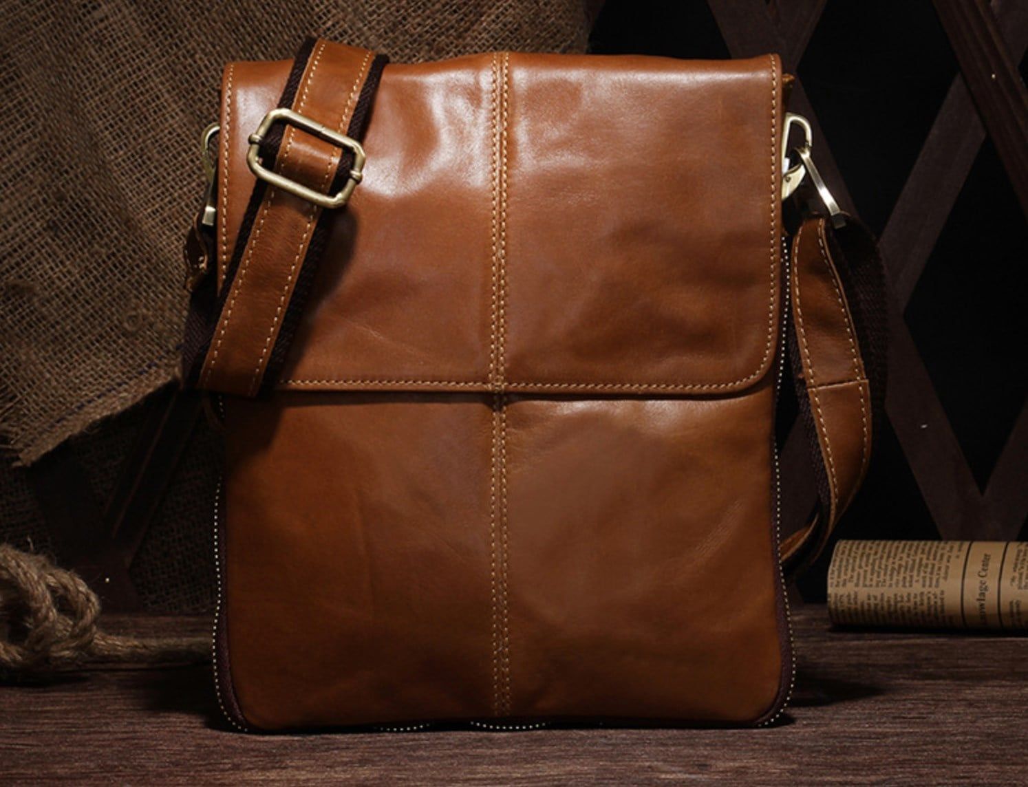 Túi Da Bò Thật Đeo Chéo Đựng IPad - Classic SBM180