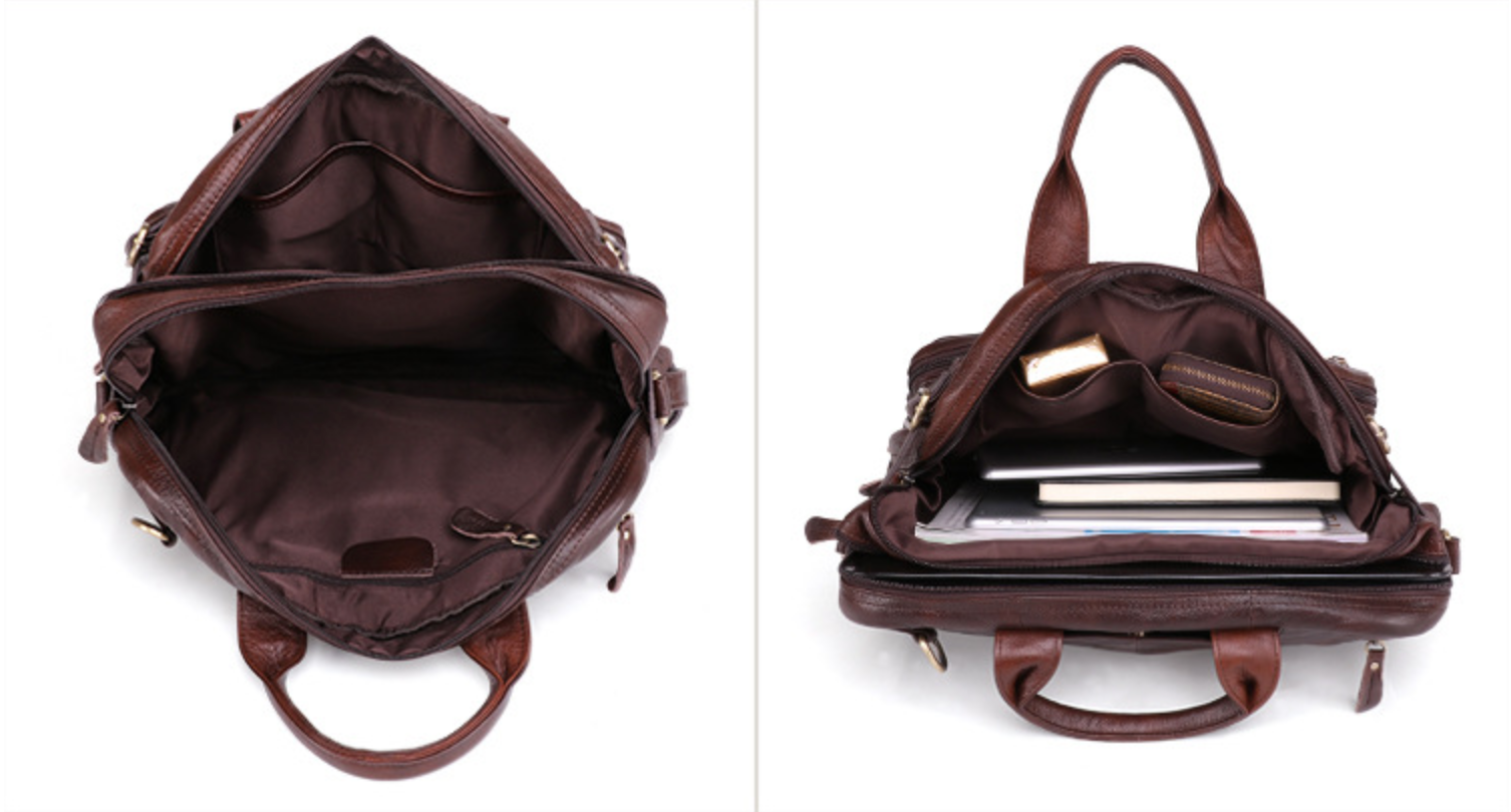 Cặp Da Bò Thật Đa Chức Năng Đựng Laptop Phong Cách VINTAGE BPL158