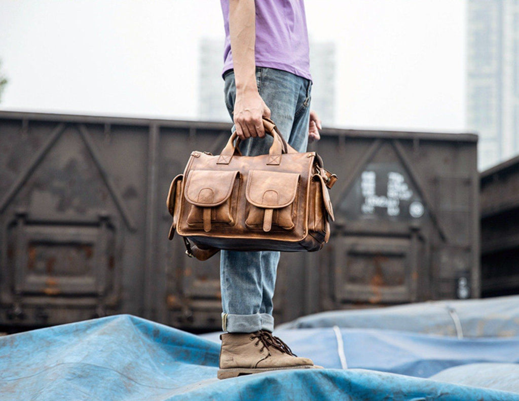 Túi Xách Da Bò VEG Patina Italy Cao Cấp Xách Tay Đựng Laptop & Hồ Sơ SBM373