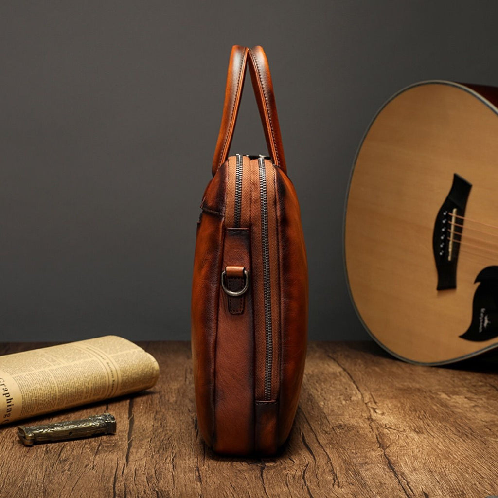 Cặp Da Bò VEG Italy Nhập Khẩu Xách Tay Đựng Laptop & Hồ Sơ Bussiness Men SBM242