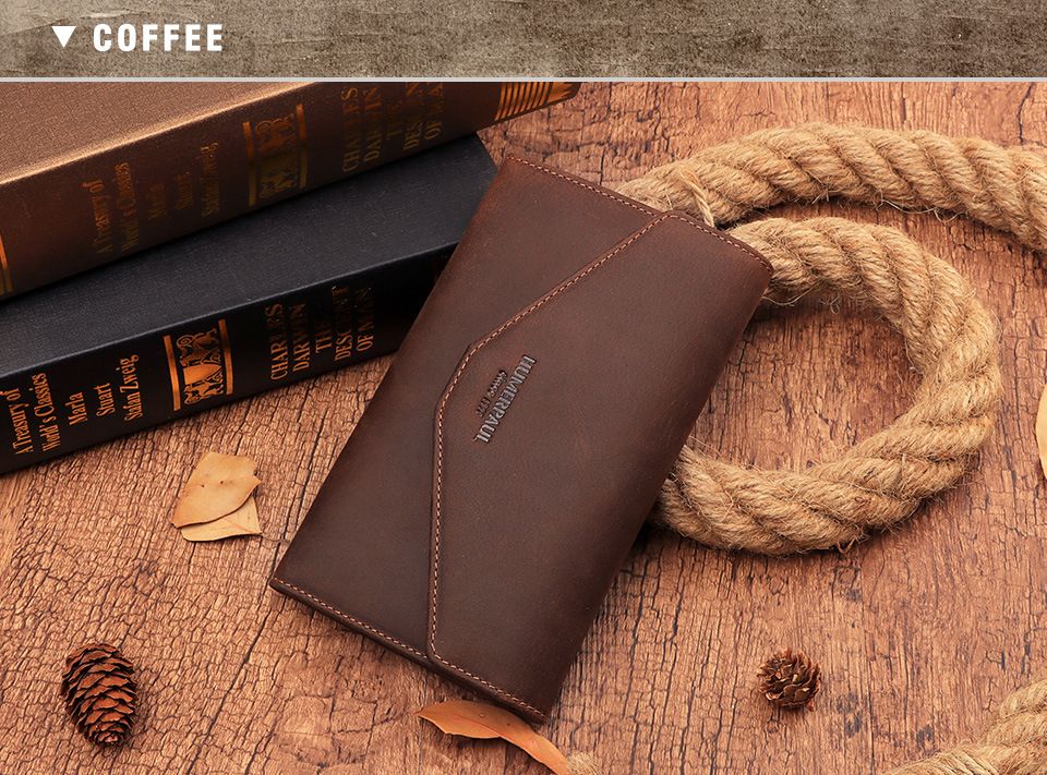 Ví Cầm Tay Da Bò Sáp Nhập Khẩu HUMERPAUL VINTAGE W236