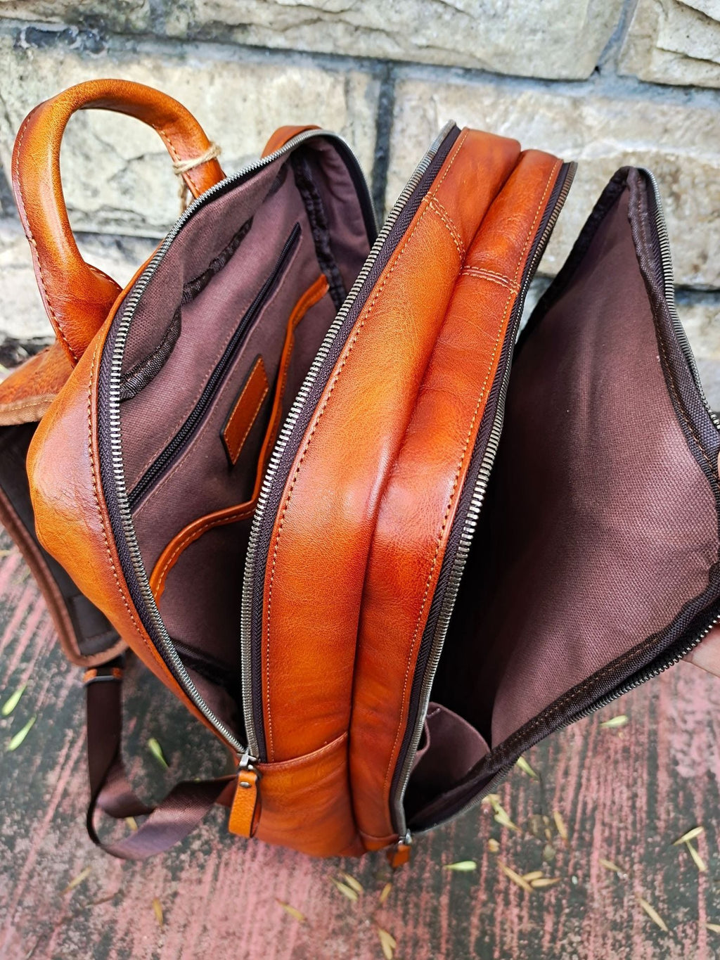 Balo Da Bò VEG Patina Nhập Khẩu RETRO Chứa Laptop Đa Chức Năng BPL172