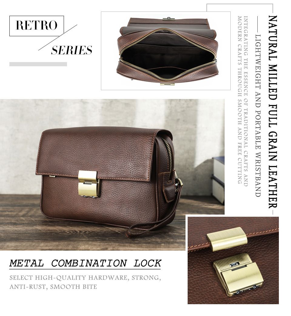 Ví Cầm Tay CLUTCH Khóa Số Da Bò Cao Cấp CONTACTS CLH371