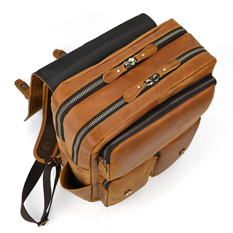 Balo Da Bò Sáp RETRO Chứa Laptop Đa Chức Năng BPL307